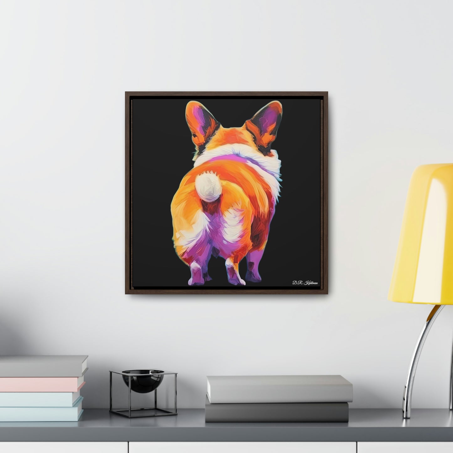 Corgi Butt Black on Canvas