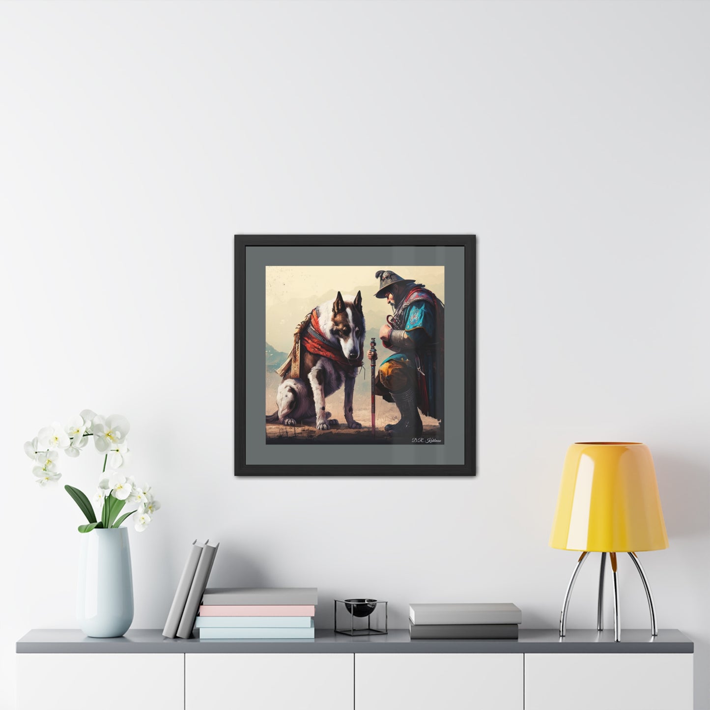 Mourning Samurai Battle Dog - Framed Fine Art Print