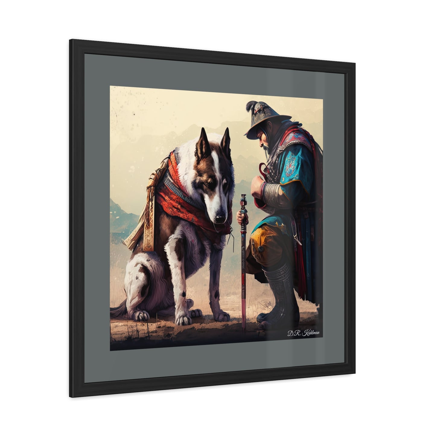 Mourning Samurai Battle Dog - Framed Fine Art Print