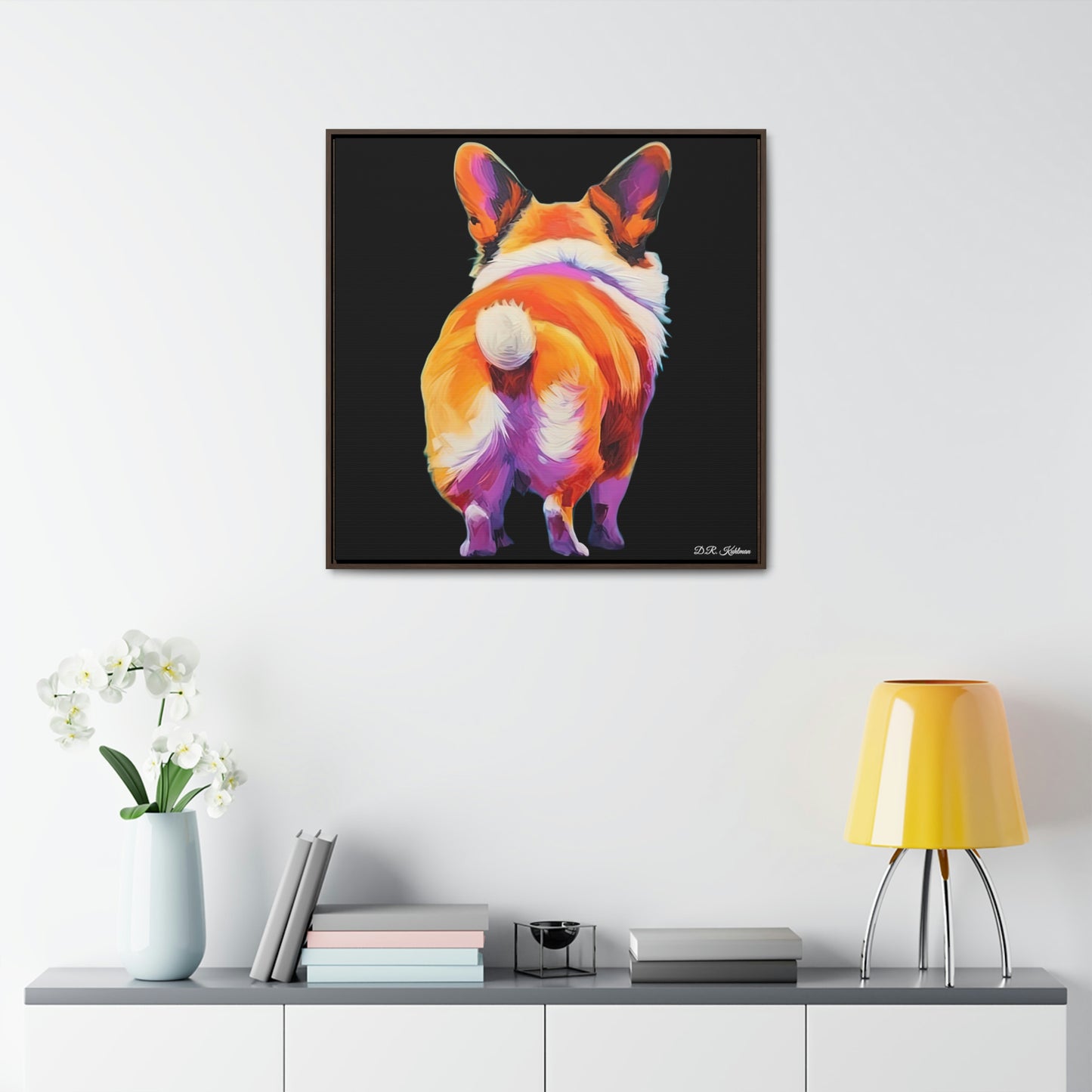 Corgi Butt Black on Canvas