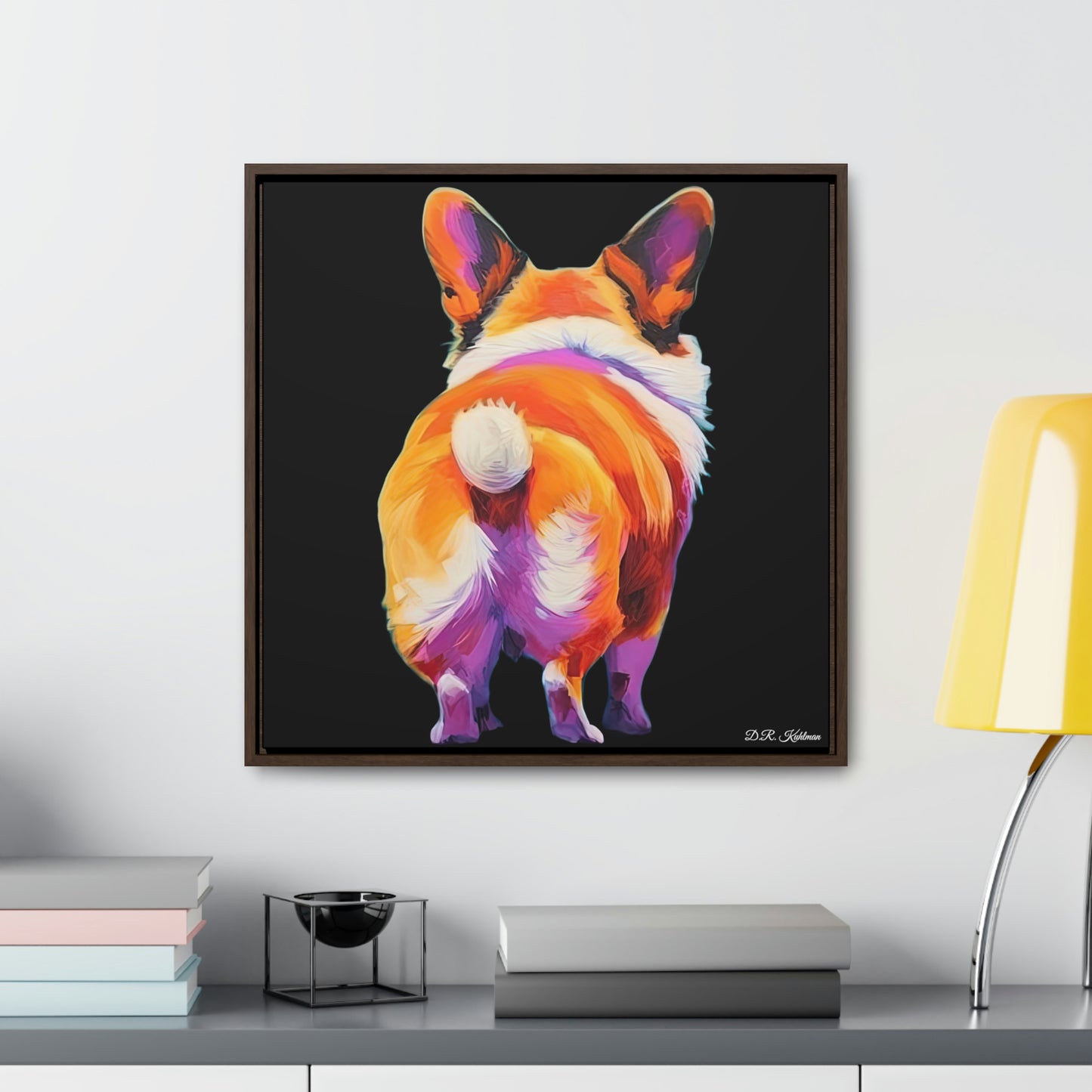 Corgi Butt Black on Canvas