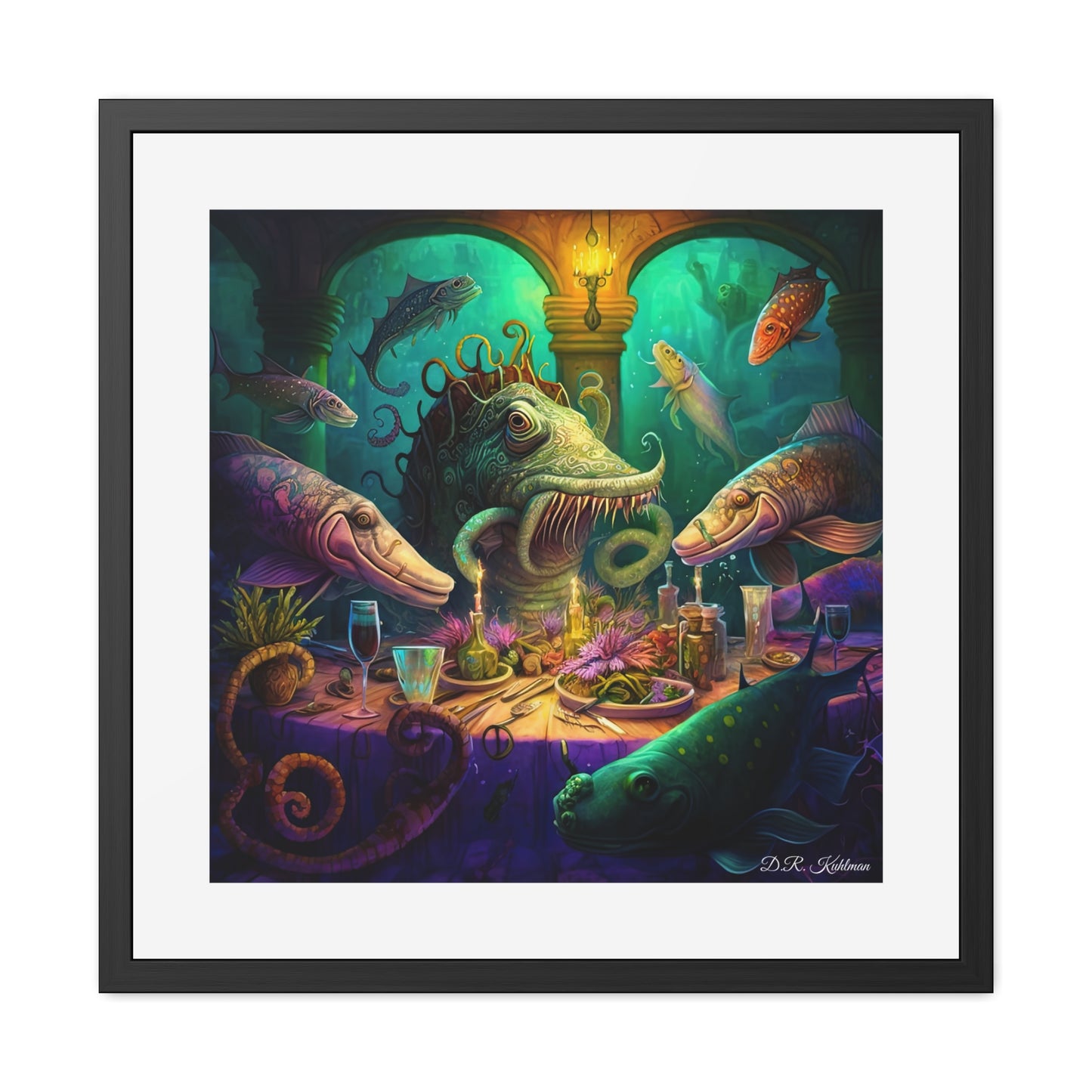 Fish Dinner In Atlantis - Framed Fine Art Print