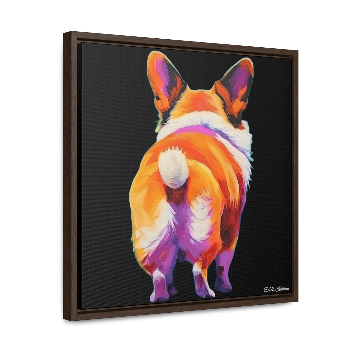 Corgi Butt Black on Canvas