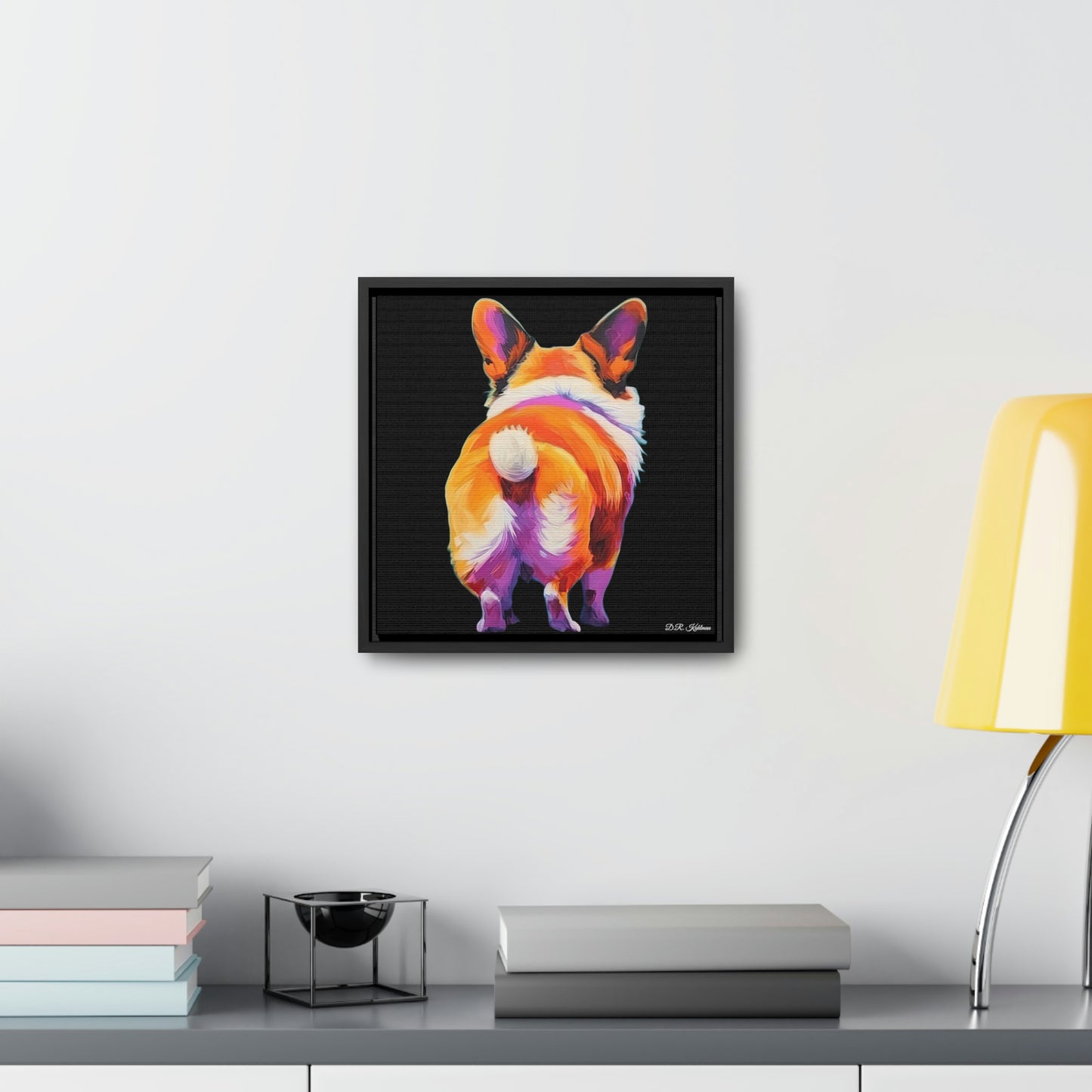 Corgi Butt Black on Canvas