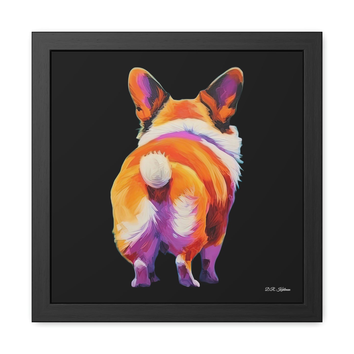 Corgi Butt Black - Framed Fine Art Print