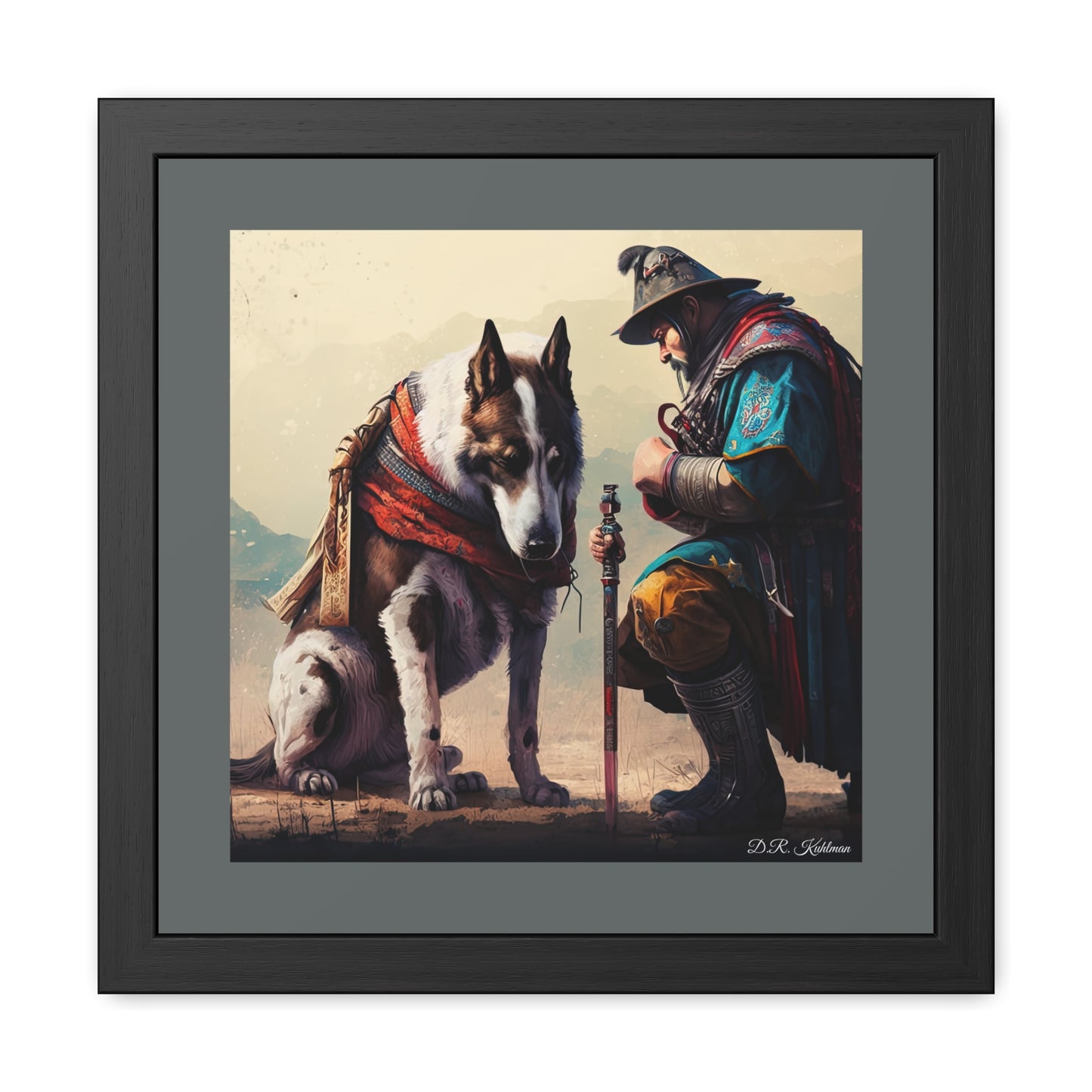 Mourning Samurai Battle Dog - Framed Fine Art Print