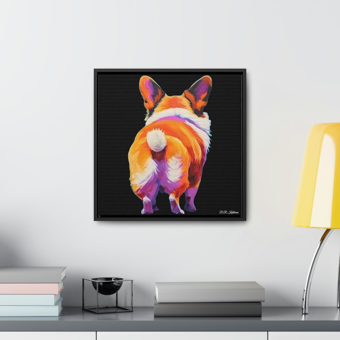 Corgi Butt Black on Canvas