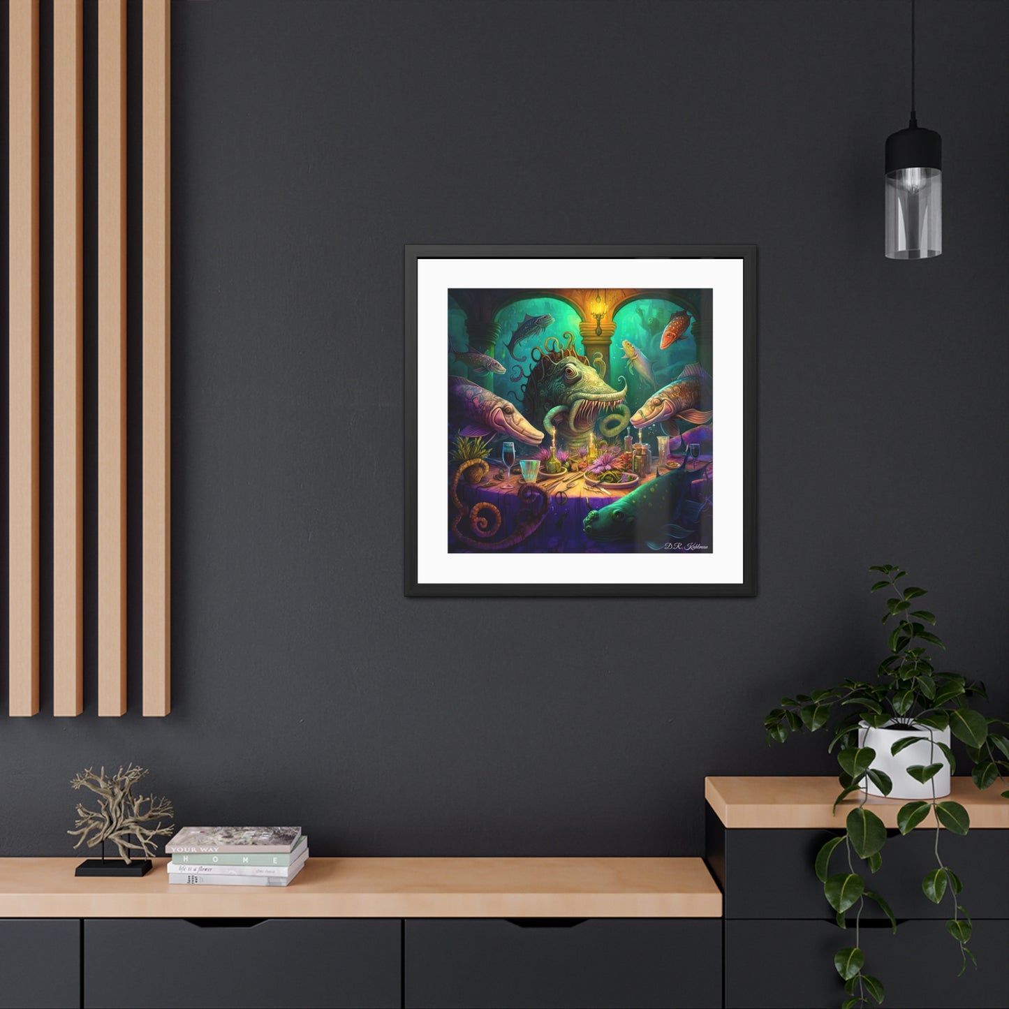 Fish Dinner In Atlantis - Framed Fine Art Print