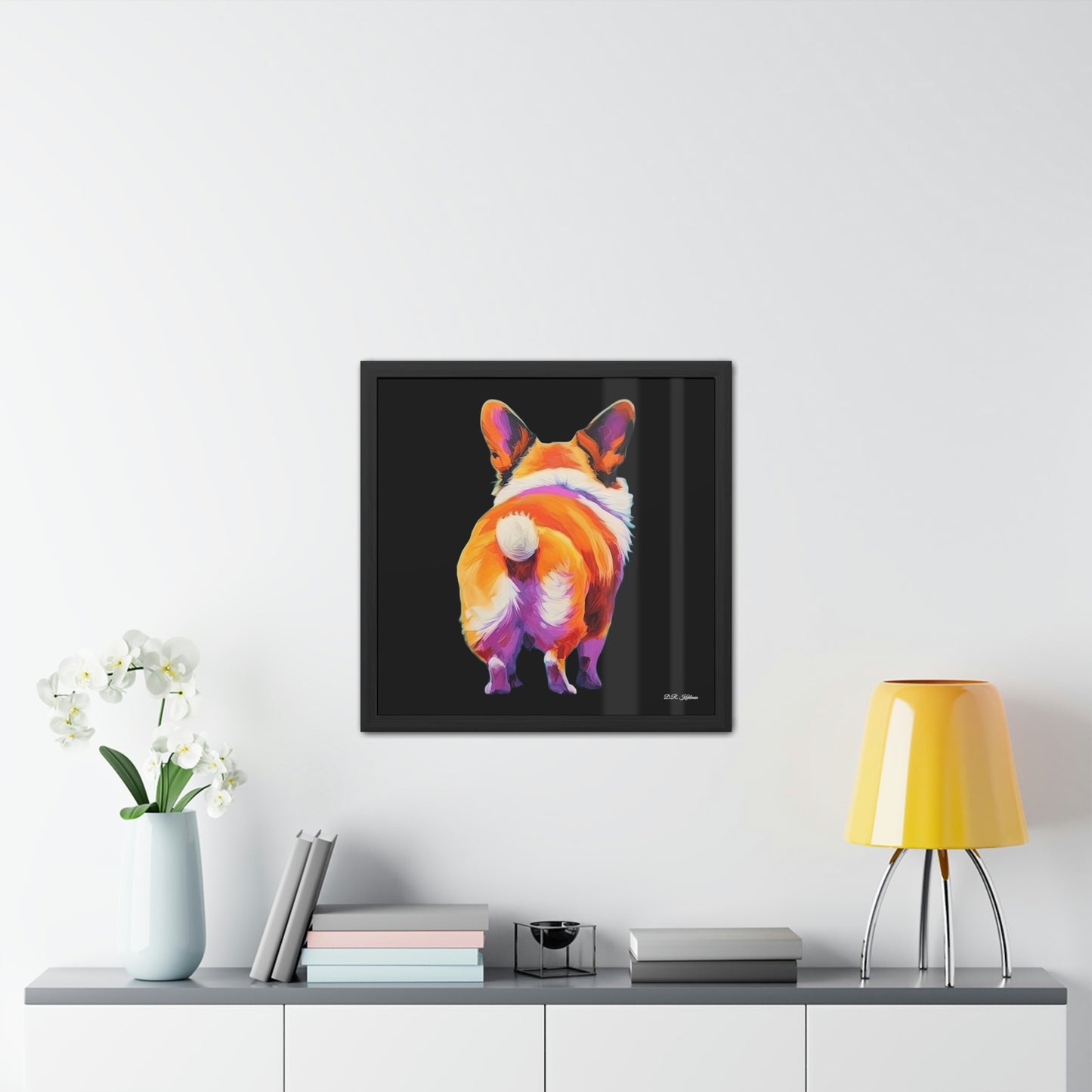 Corgi Butt Black - Framed Fine Art Print