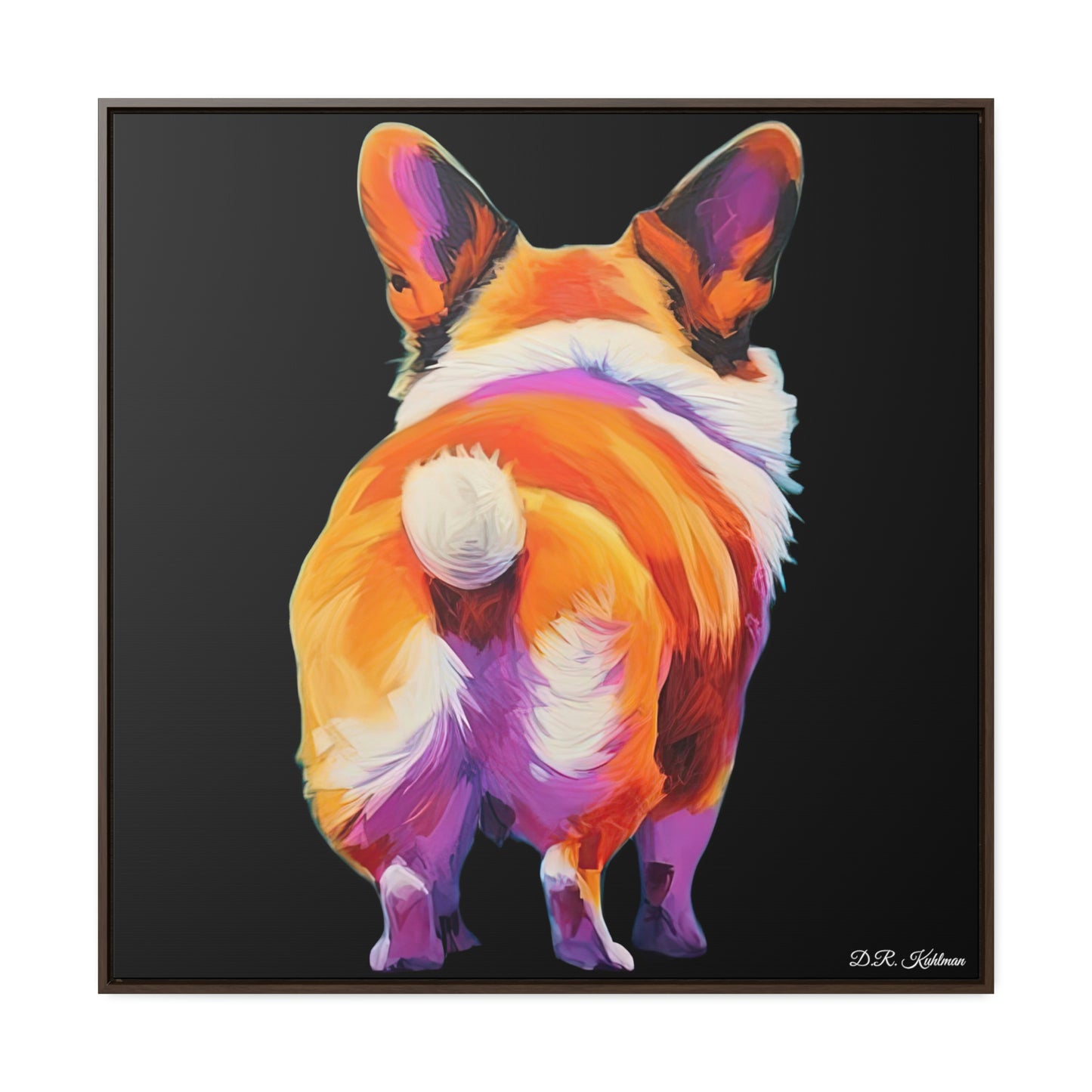 Corgi Butt Black on Canvas