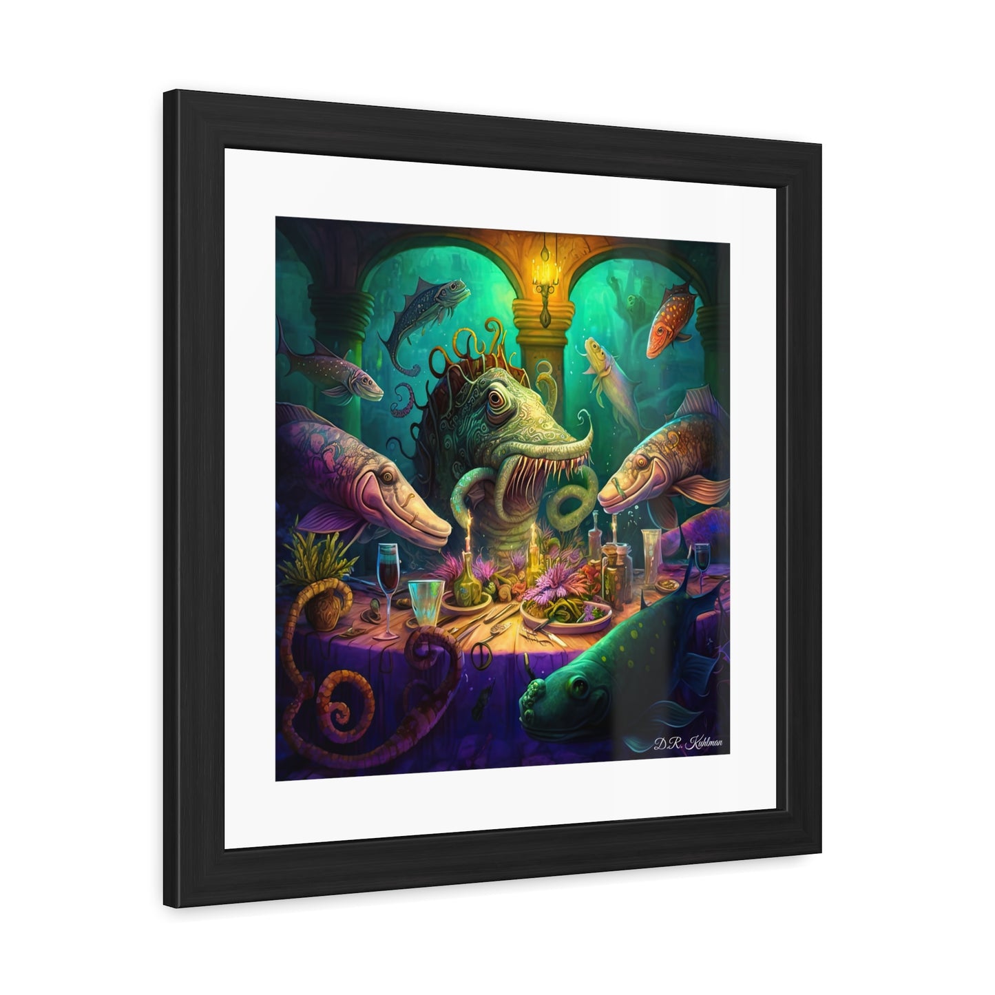 Fish Dinner In Atlantis - Framed Fine Art Print