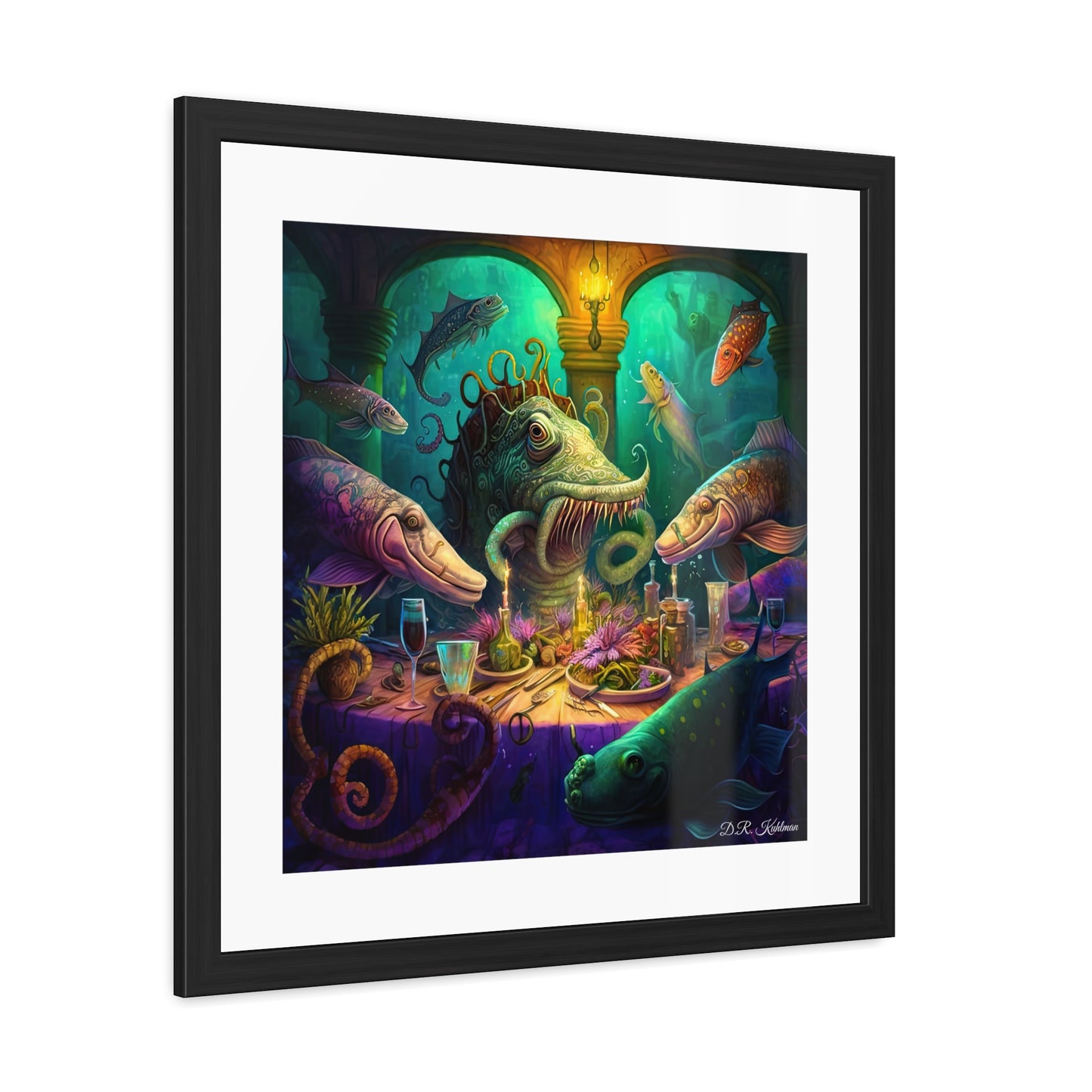 Fish Dinner In Atlantis - Framed Fine Art Print