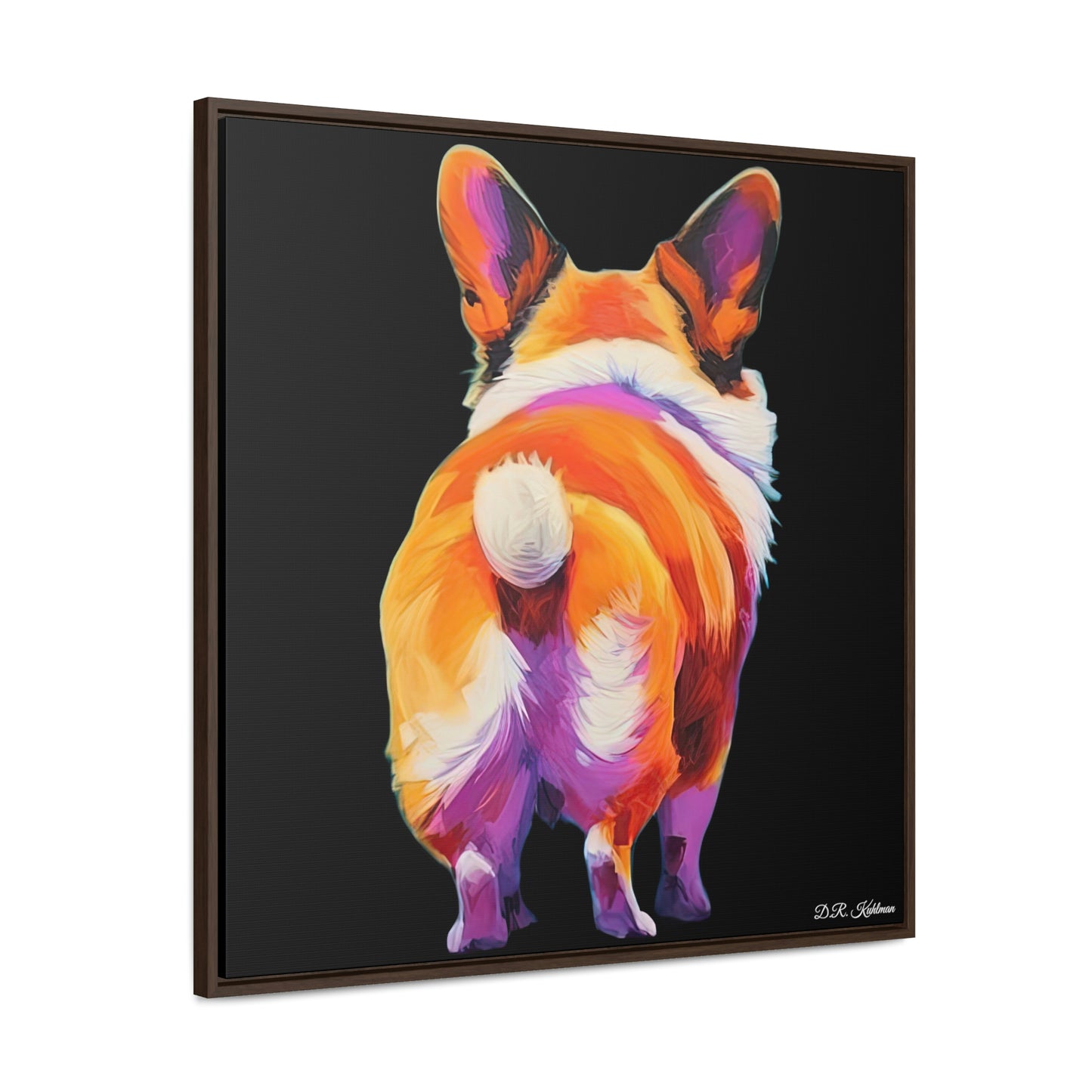 Corgi Butt Black on Canvas