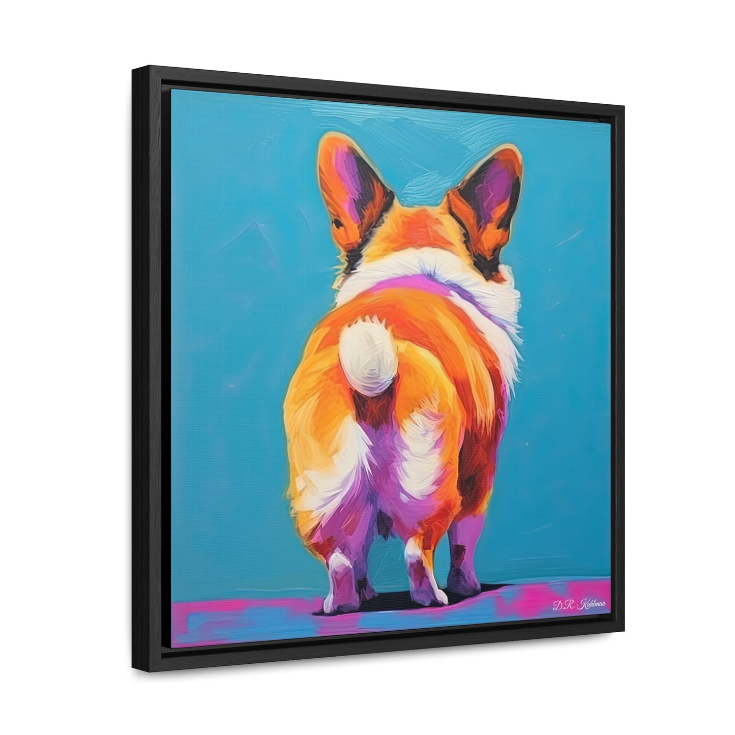 Corgi Butt Blue on Canvas