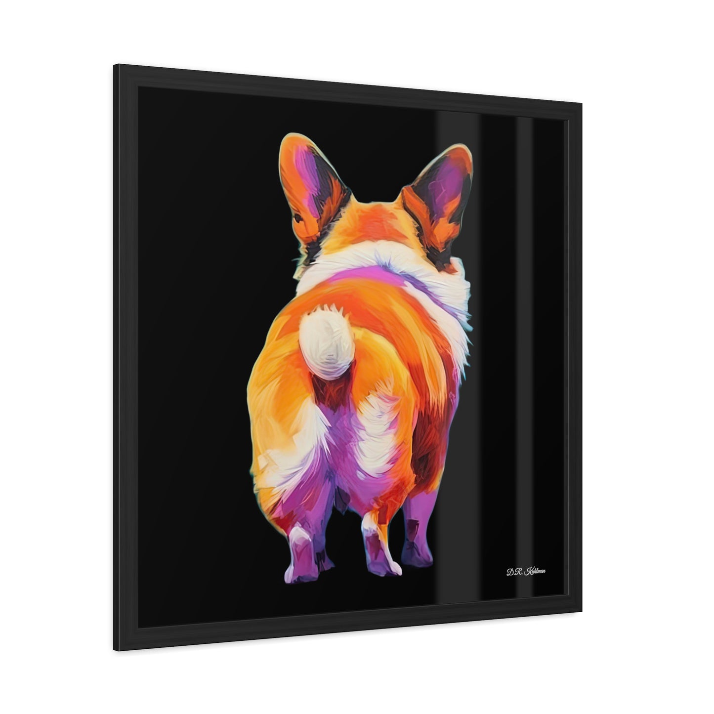 Corgi Butt Black - Framed Fine Art Print