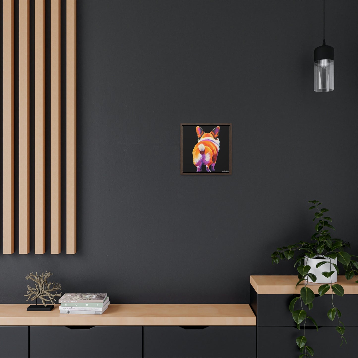 Corgi Butt Black on Canvas