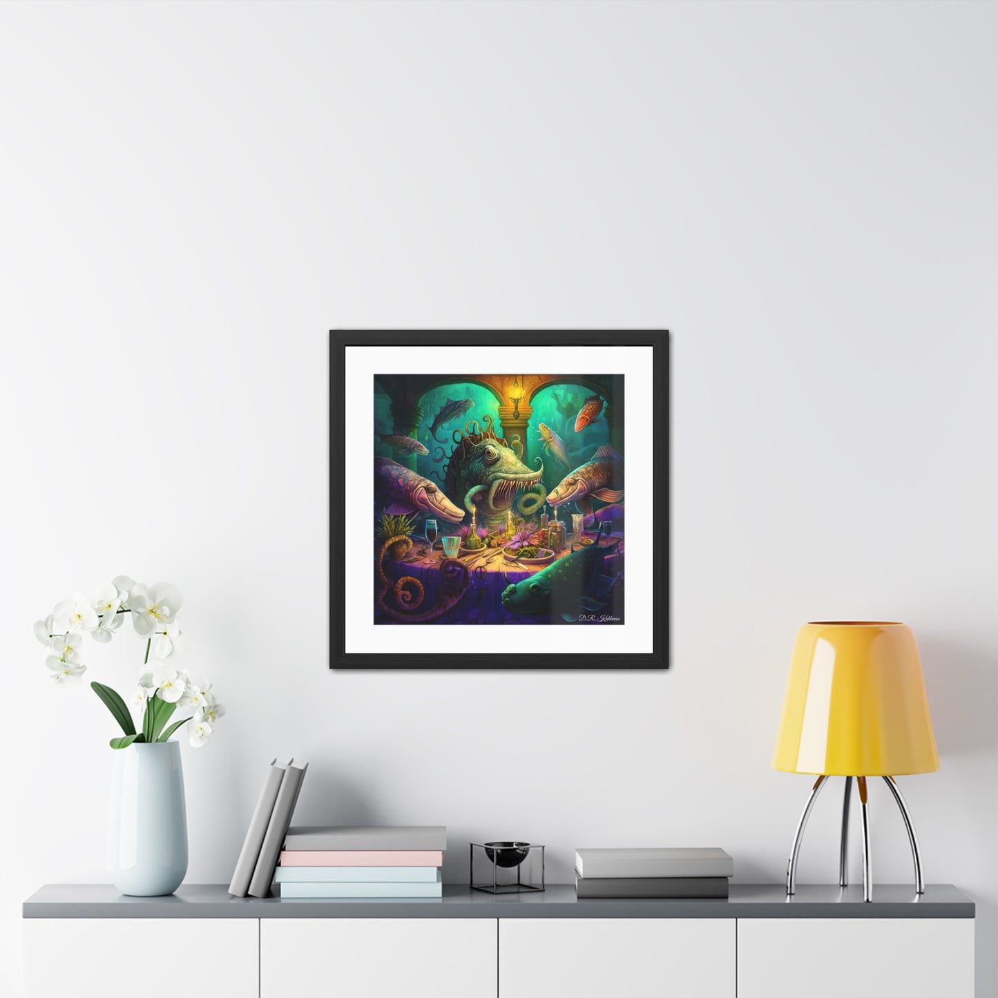 Fish Dinner In Atlantis - Framed Fine Art Print