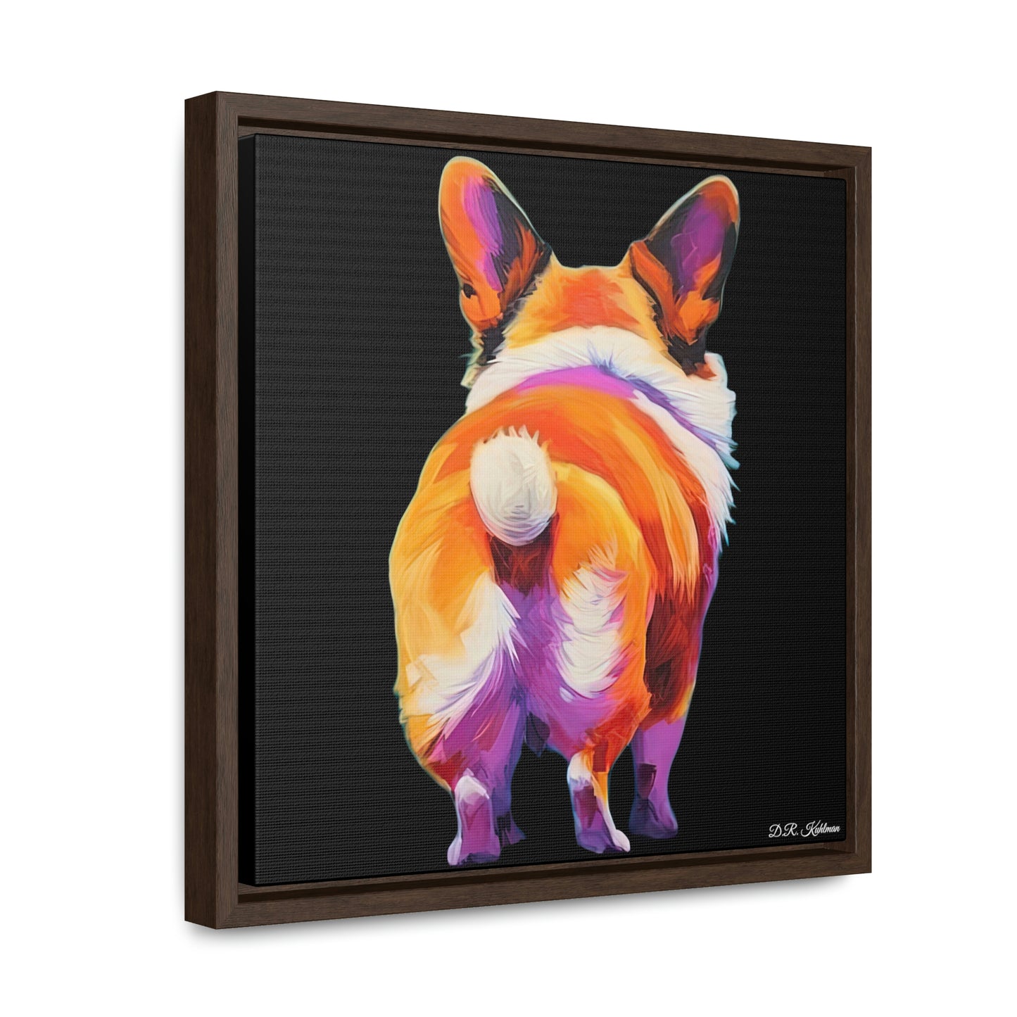 Corgi Butt Black on Canvas