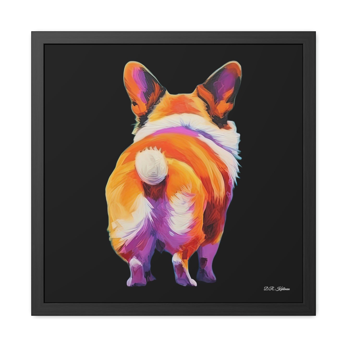 Corgi Butt Black - Framed Fine Art Print