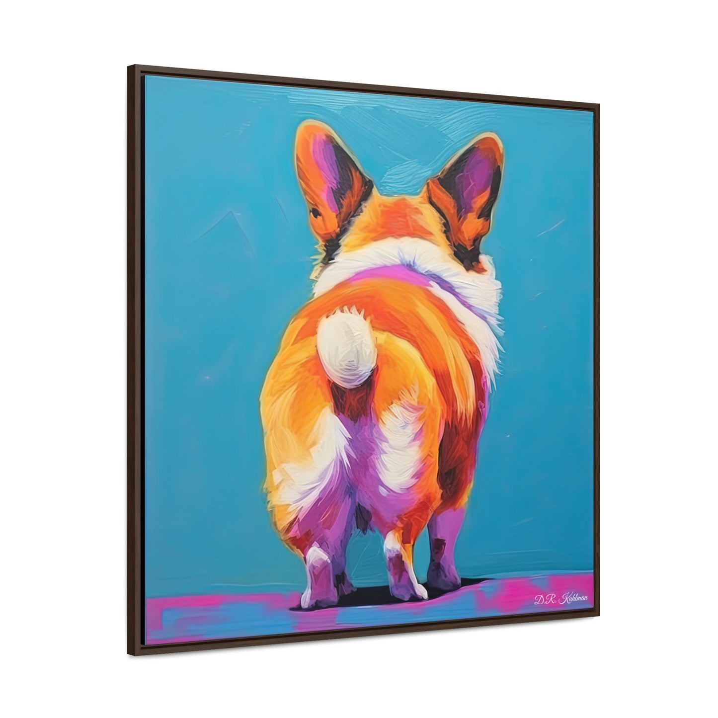 Corgi Butt Blue on Canvas