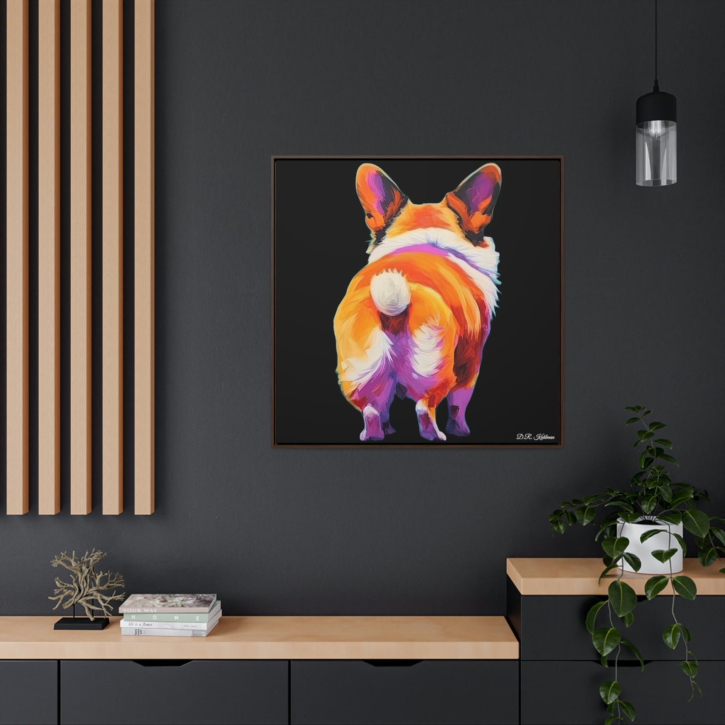 Corgi Butt Black on Canvas