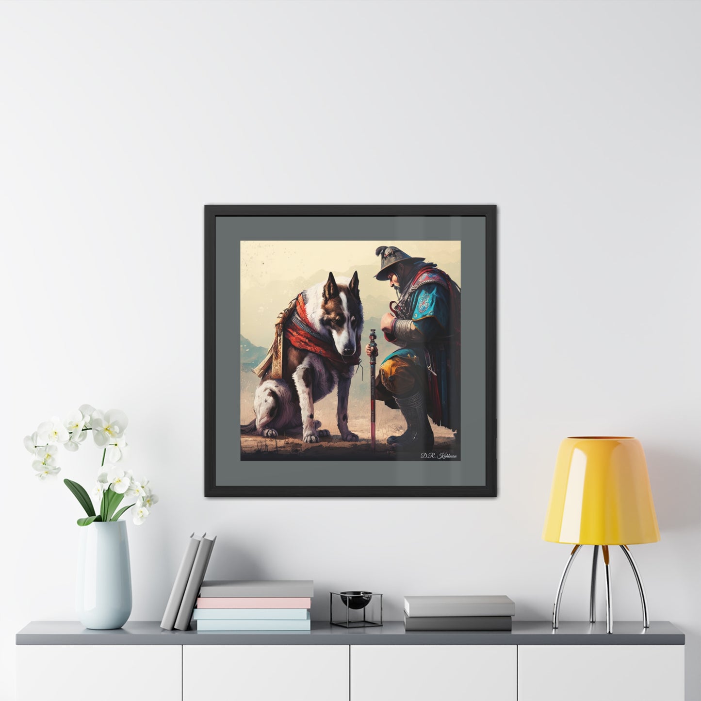 Mourning Samurai Battle Dog - Framed Fine Art Print