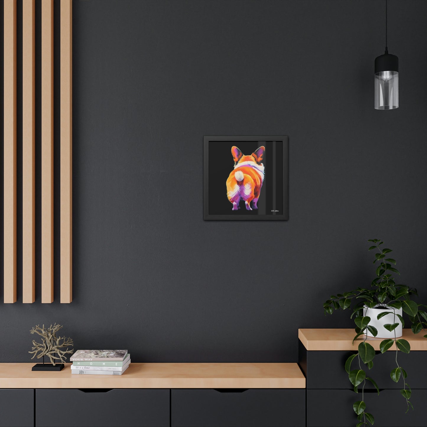 Corgi Butt Black - Framed Fine Art Print