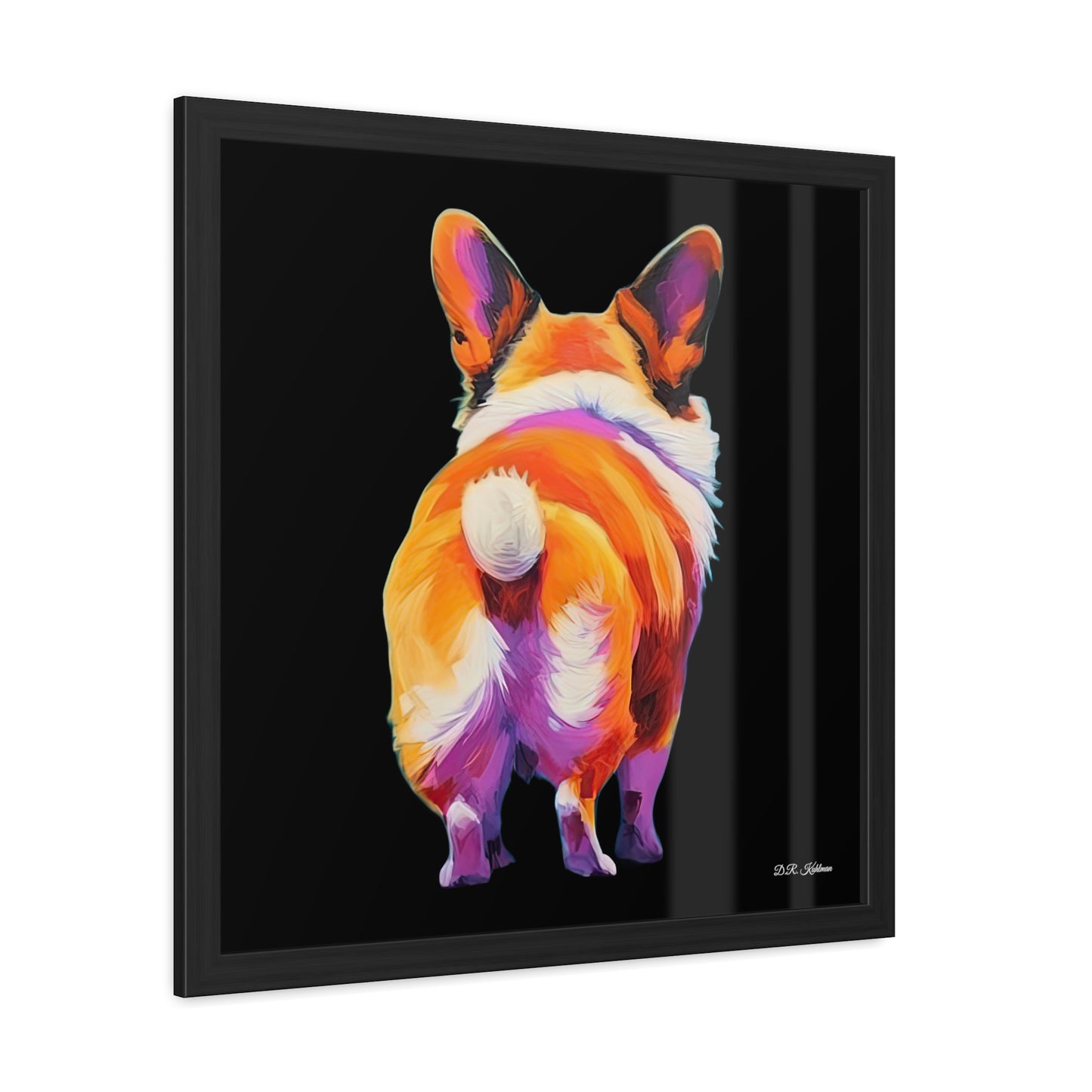 Corgi Butt Black - Framed Fine Art Print