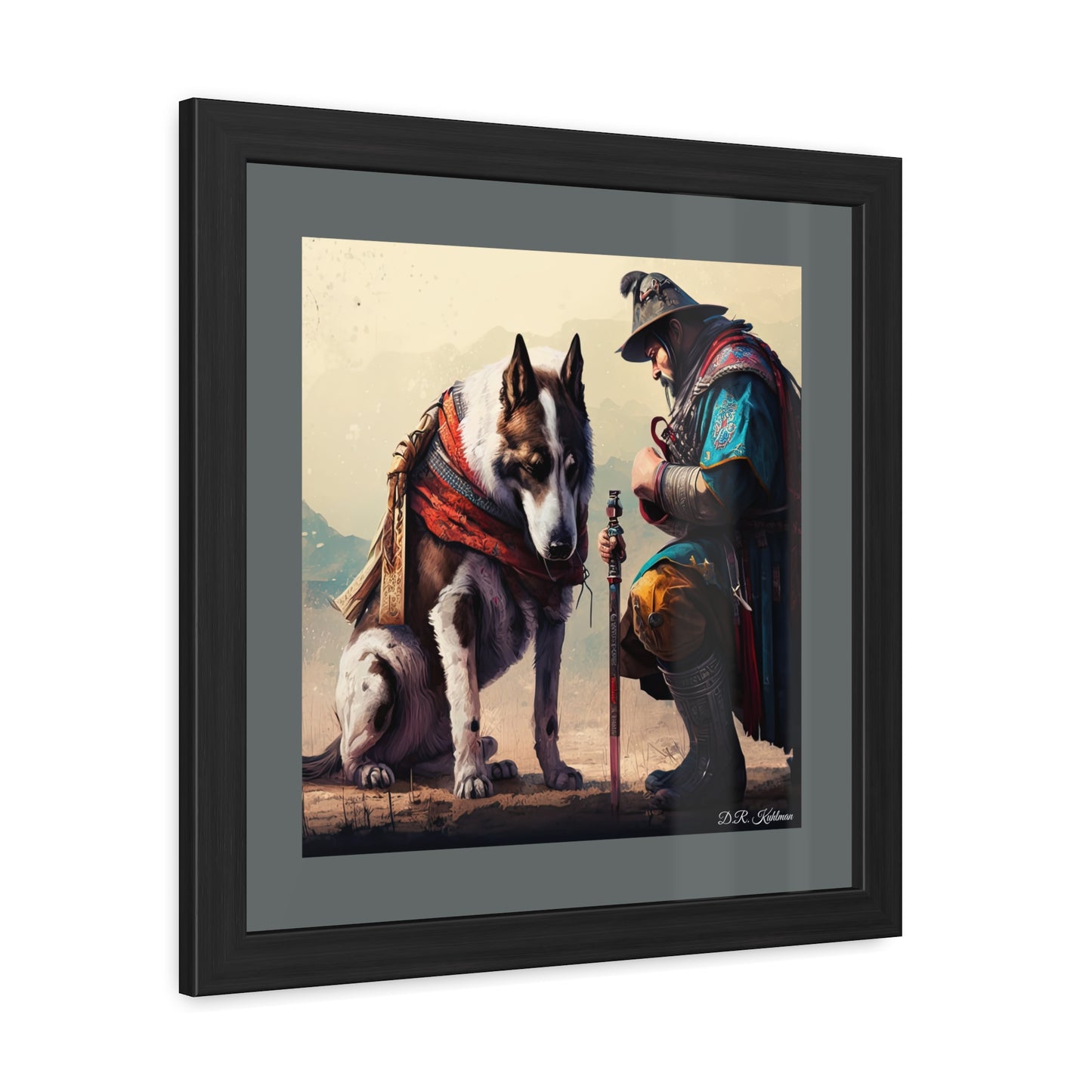 Mourning Samurai Battle Dog - Framed Fine Art Print