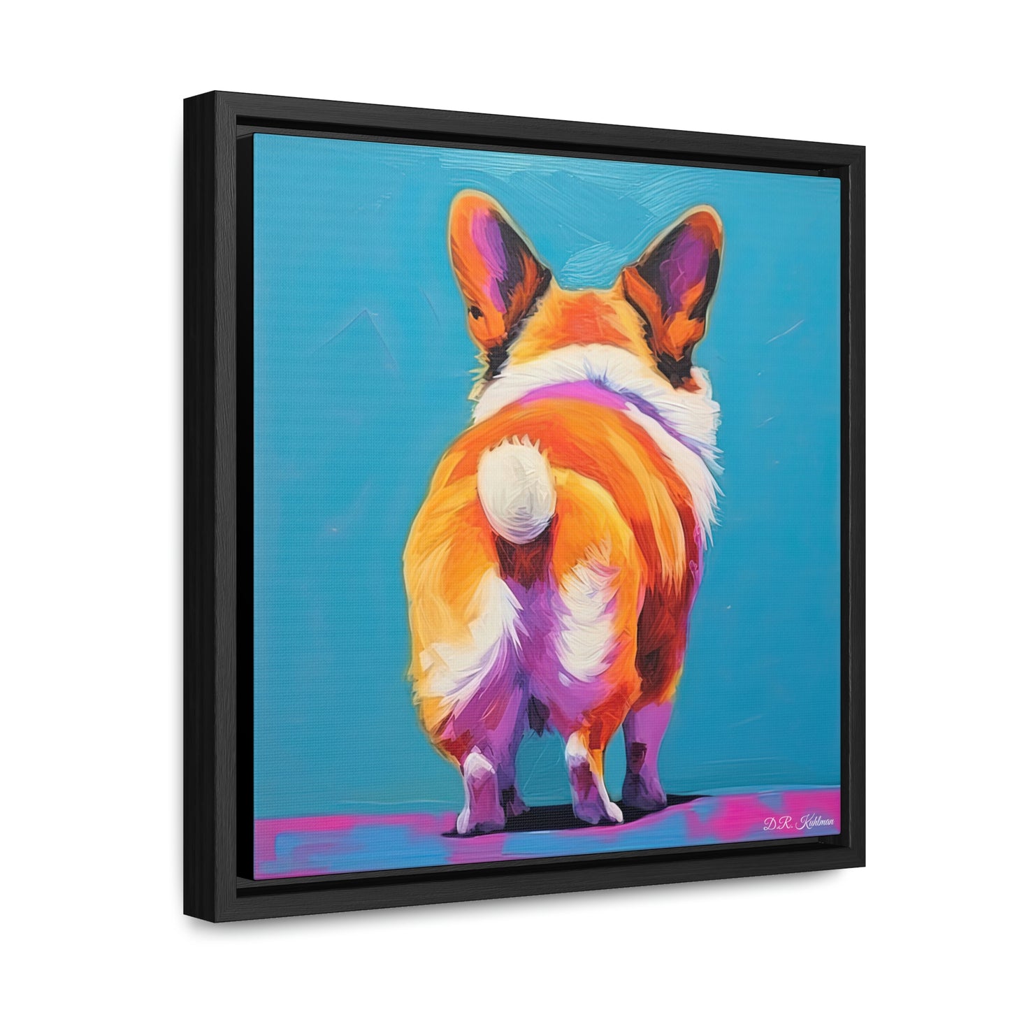 Corgi Butt Blue on Canvas