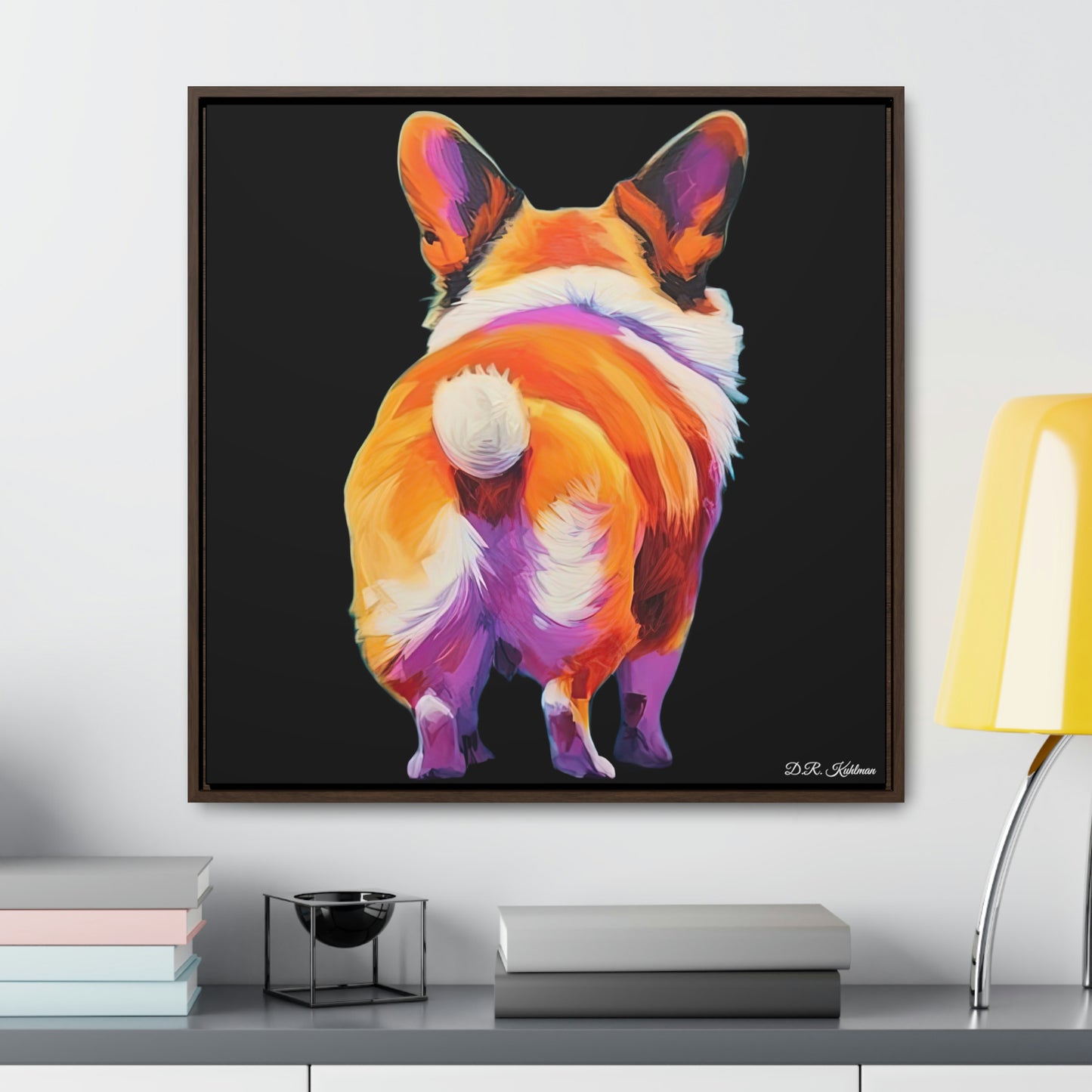 Corgi Butt Black on Canvas