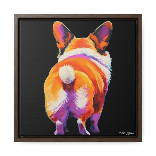 Corgi Butt Black on Canvas