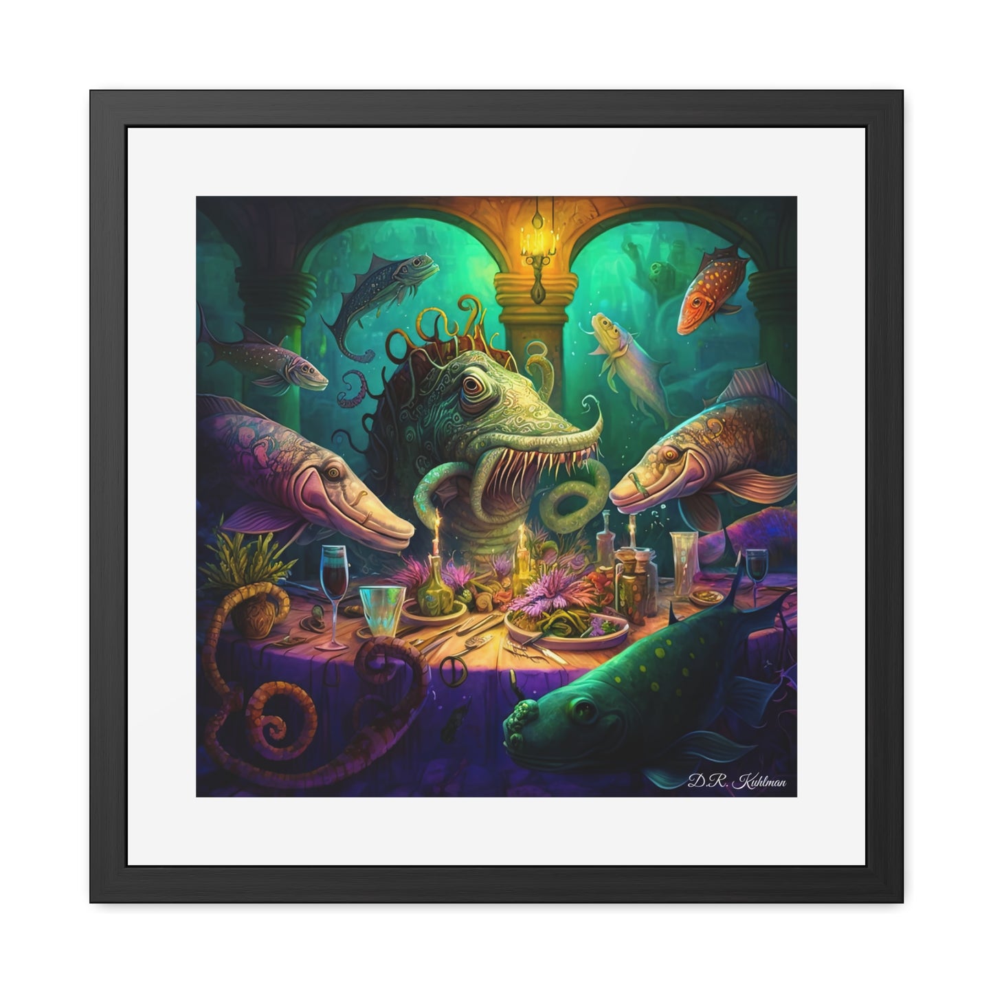 Fish Dinner In Atlantis - Framed Fine Art Print