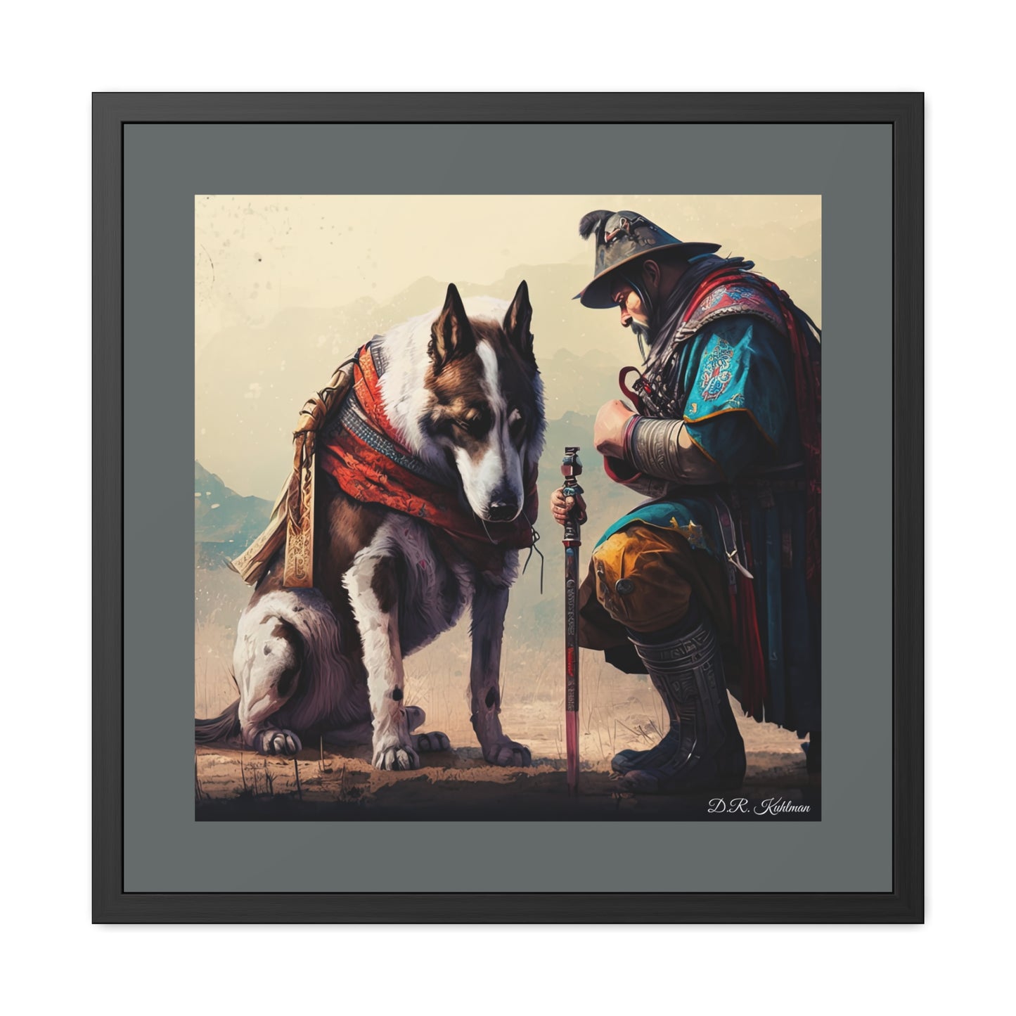 Mourning Samurai Battle Dog - Framed Fine Art Print