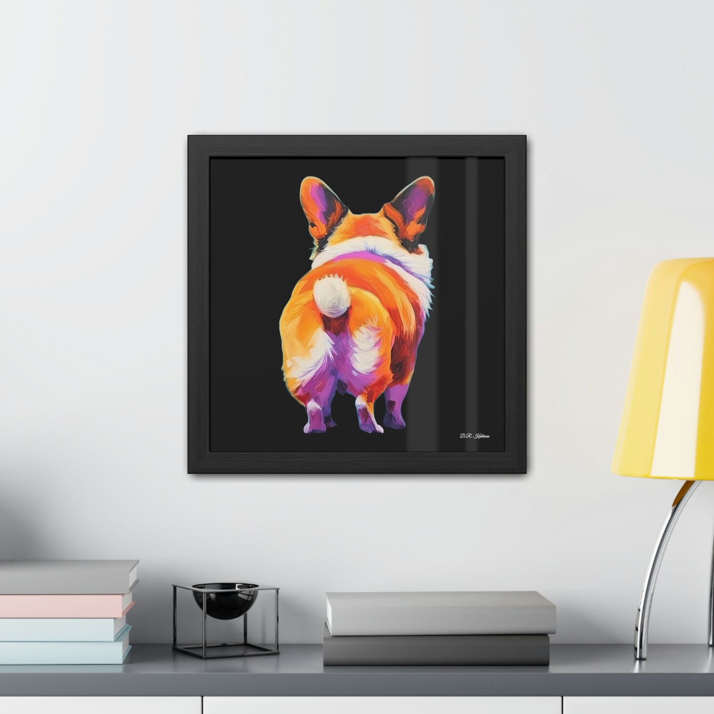 Corgi Butt Black - Framed Fine Art Print