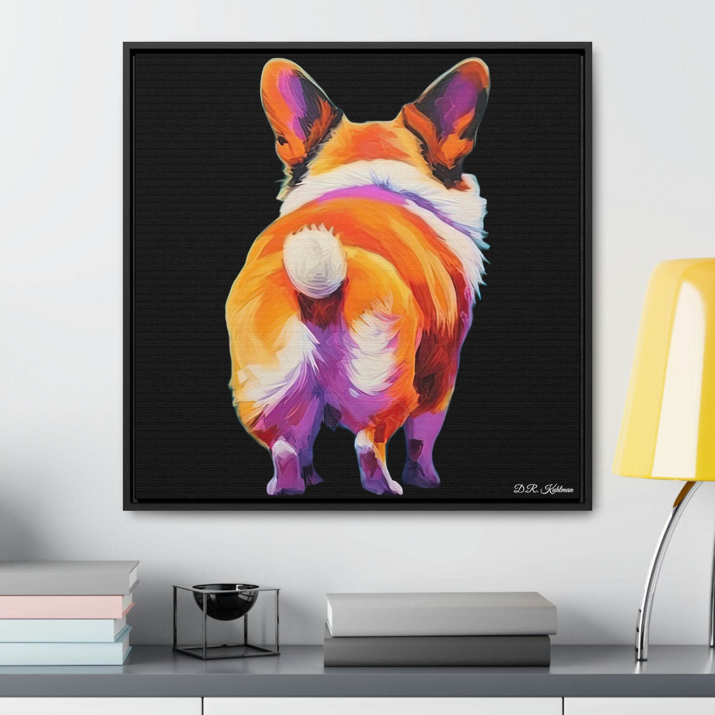 Corgi Butt Black on Canvas