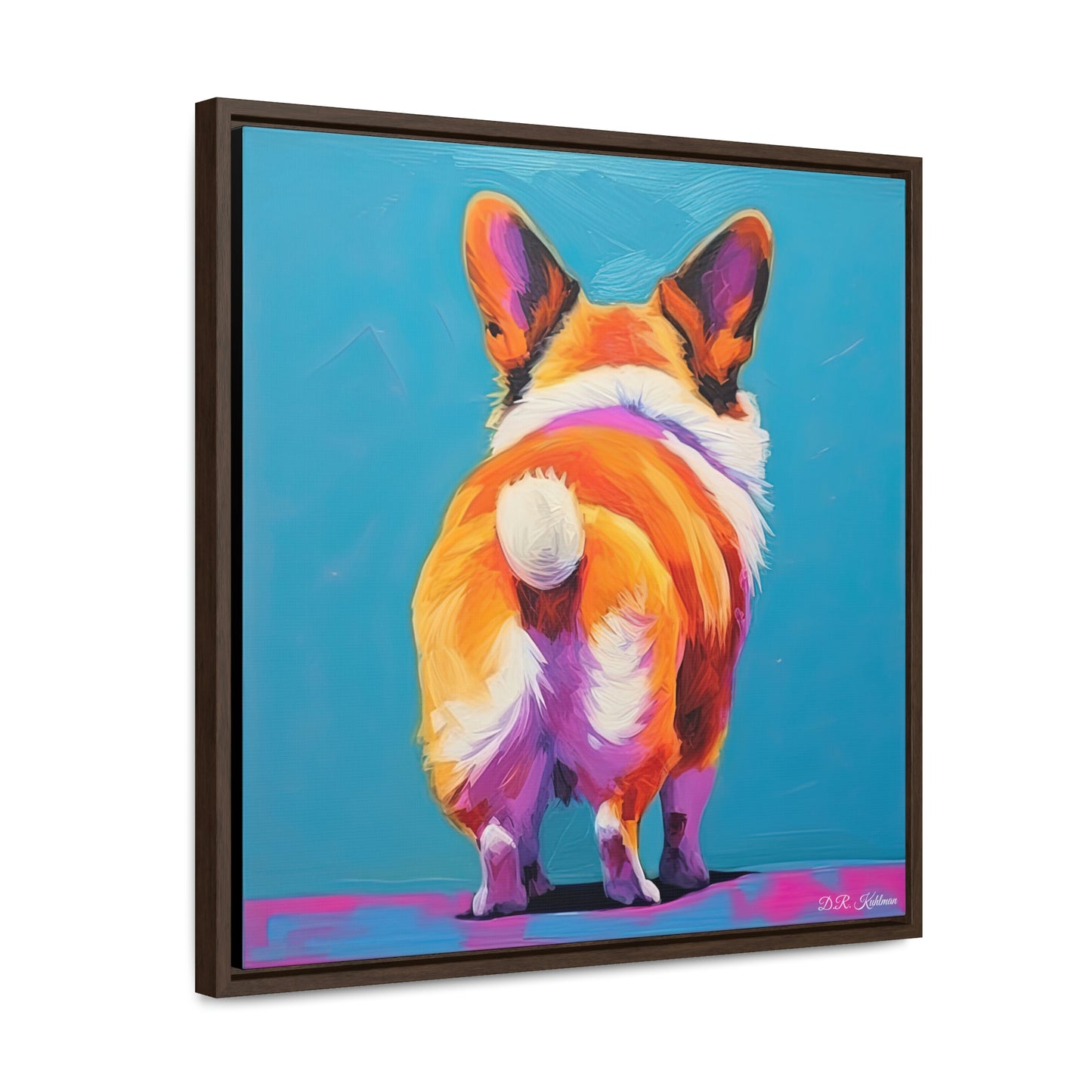 Corgi Butt Blue on Canvas