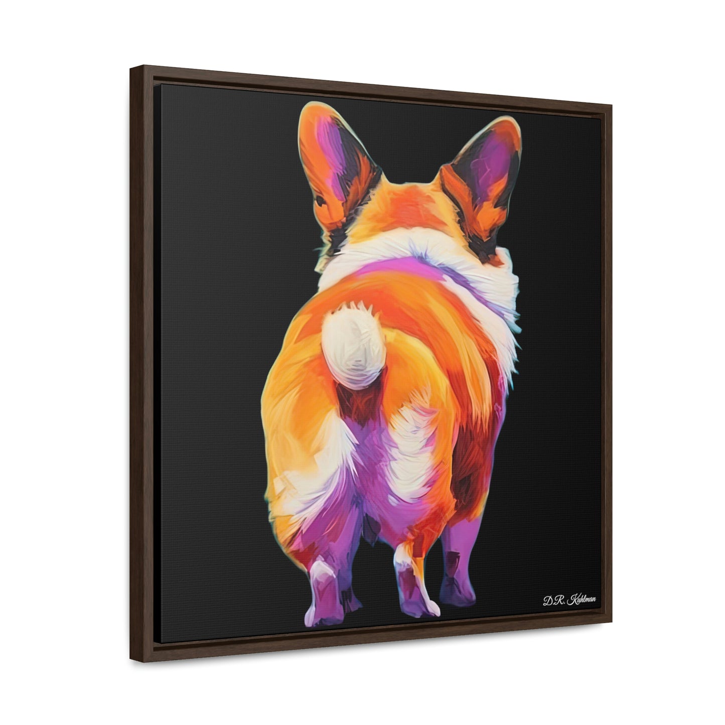 Corgi Butt Black on Canvas