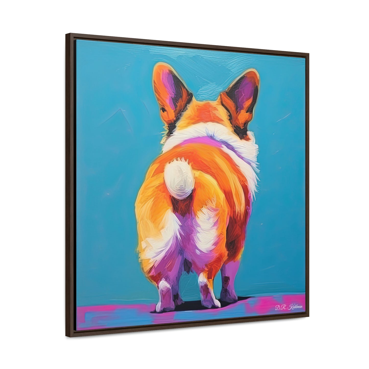 Corgi Butt Blue on Canvas