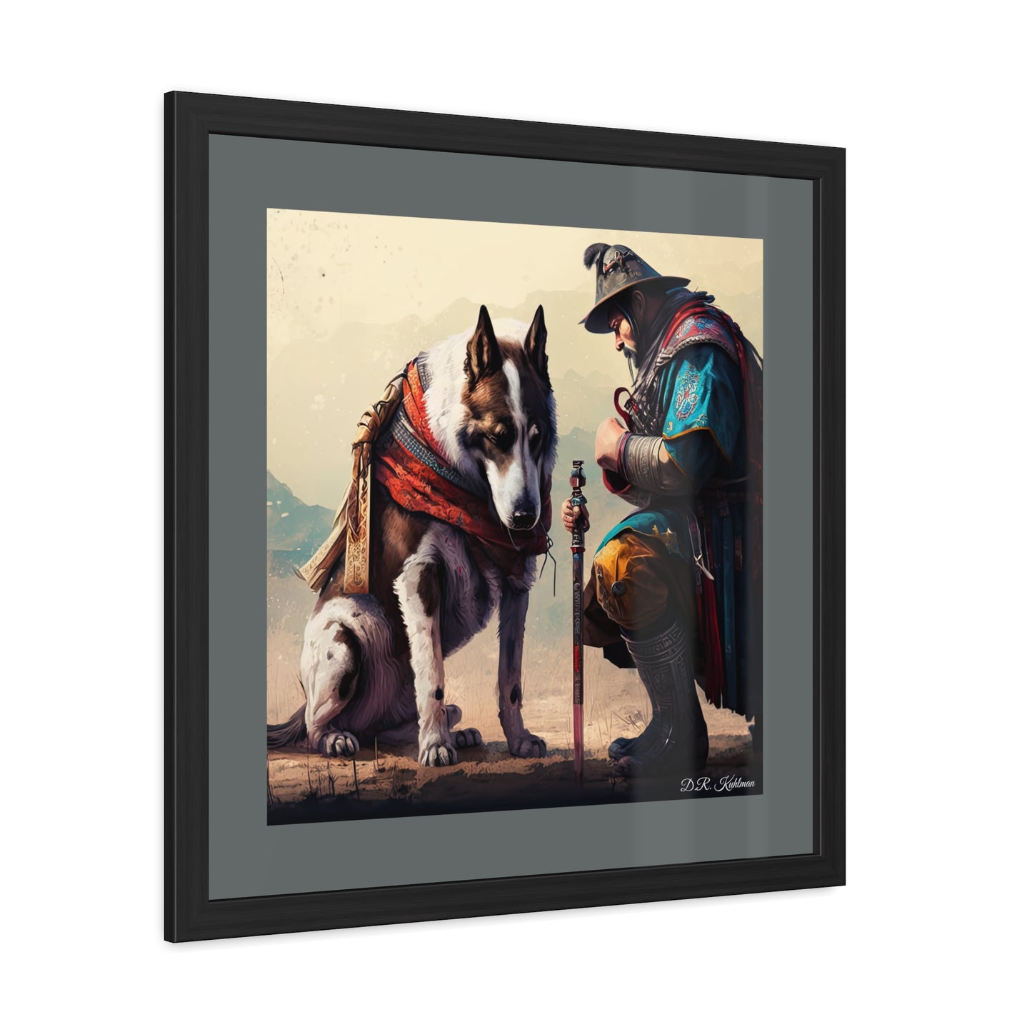 Mourning Samurai Battle Dog - Framed Fine Art Print