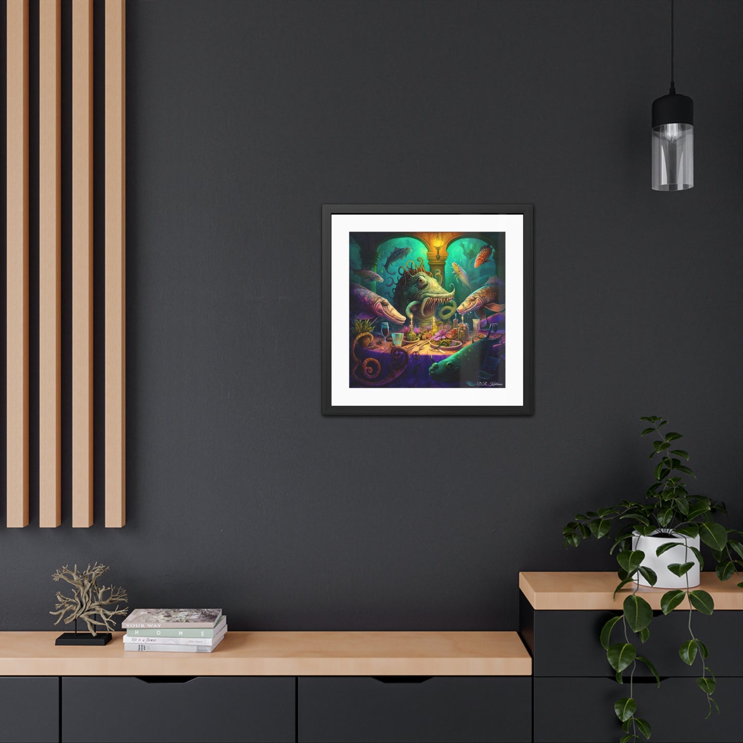 Fish Dinner In Atlantis - Framed Fine Art Print