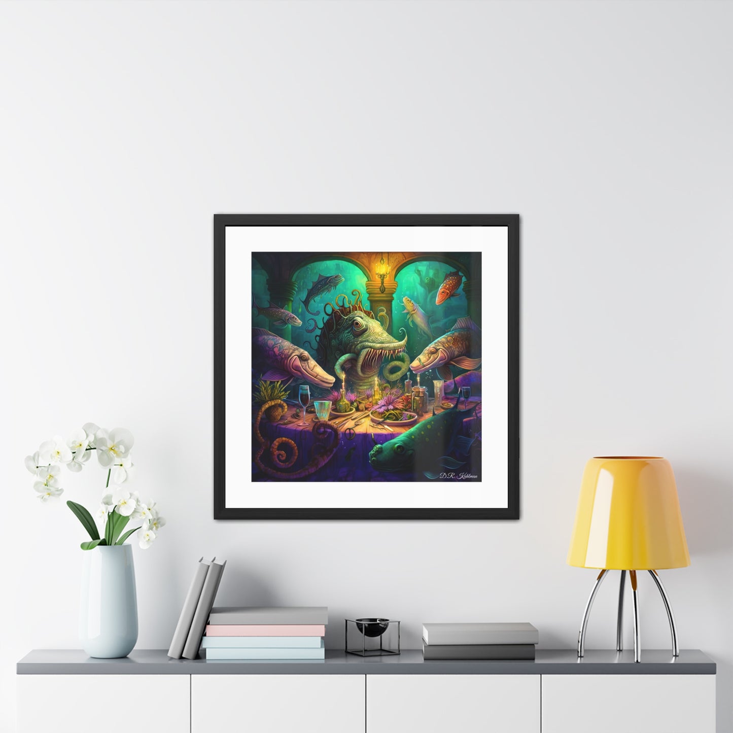 Fish Dinner In Atlantis - Framed Fine Art Print