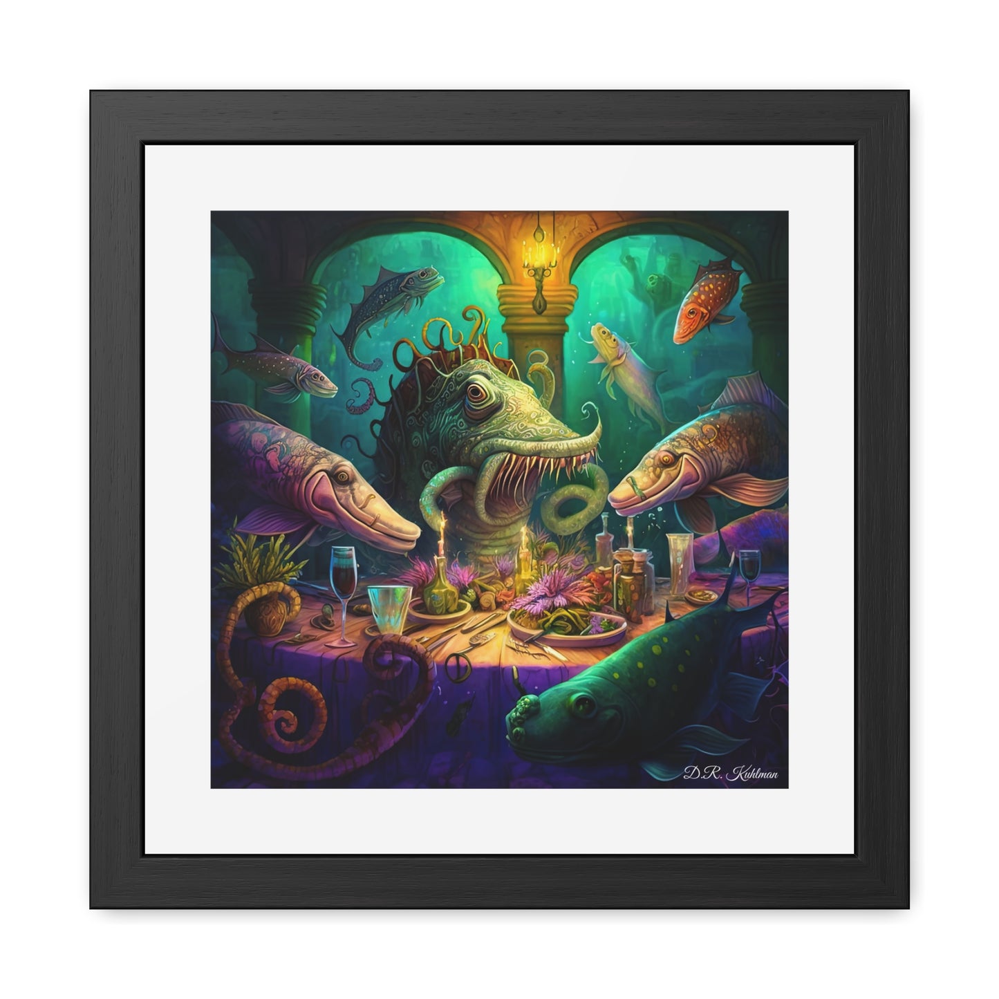 Fish Dinner In Atlantis - Framed Fine Art Print